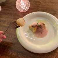 Cute 爆3D latte art 精緻4course dinner 🍽️ 