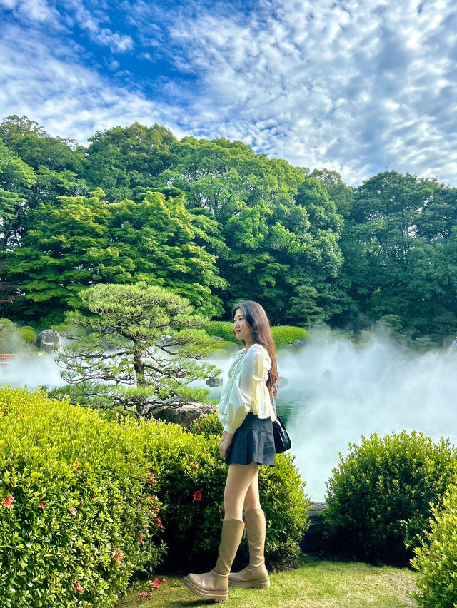 (후쿠오카 숨은명소)오호리공원 근처 운무쇼가 펼쳐지는 정원🍃