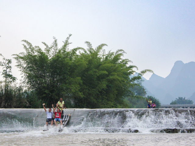 Thrilling and Scenic Bamboo Rafting Adventure at Guilin's Yulong River