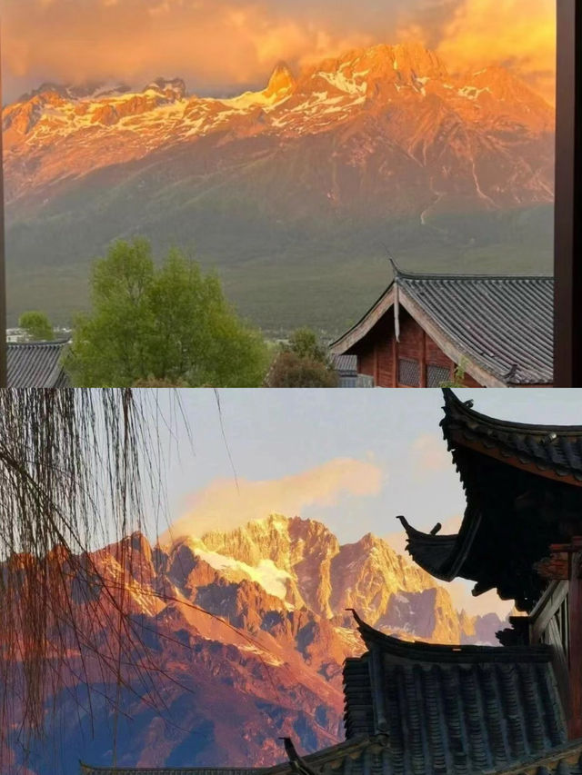 躺在房間內欣賞雪山景色  麗江金茂凱悅酒店。