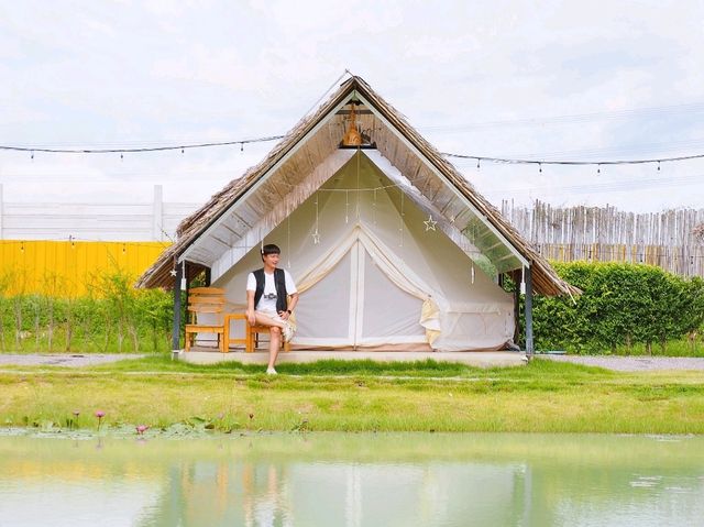 นอนเต็นท์ กินหมูกระทะ + บุฟเฟ่ต์มีฟอง ใกล้กรุงฯ
