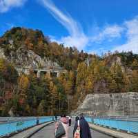 Fall foliage viewing in Late October at Kurobe Dam