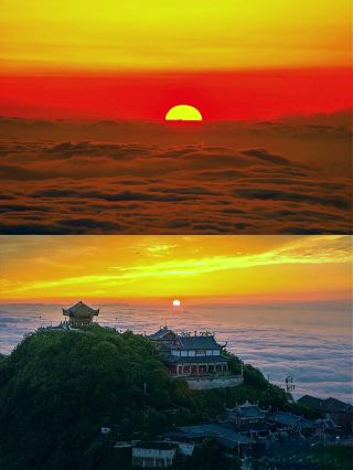 Don't ask! In Sichuan!! This sea of clouds sunrise is so beautiful I want to become a monk right away!!