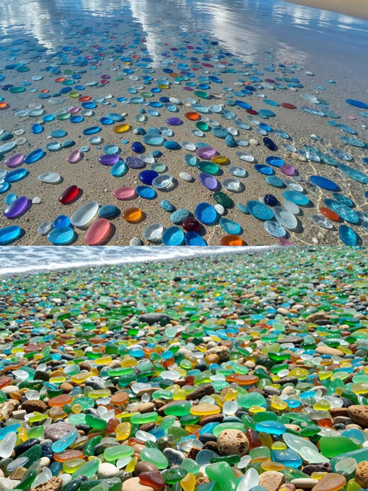 4/5セールGlassTripオブジェ ガラス手作り海岸をイメージ カリフォルニアのガラスビーチ、海が作り出した虹色の宝石の浜辺