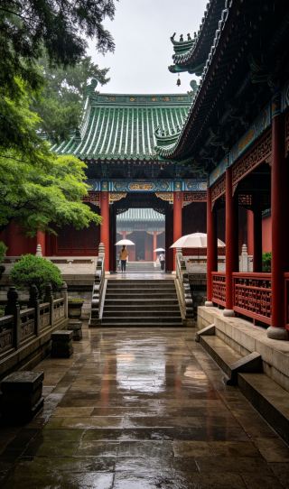 雨の煙台で福建会館を散策、繁華街に隠れた百年の歴史を持つ国指定重要文化財の古建築