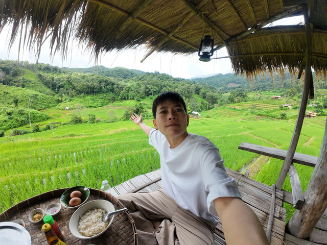 นาขั้นบันได บ้านปางมะโอ  คนละ 650 บาท