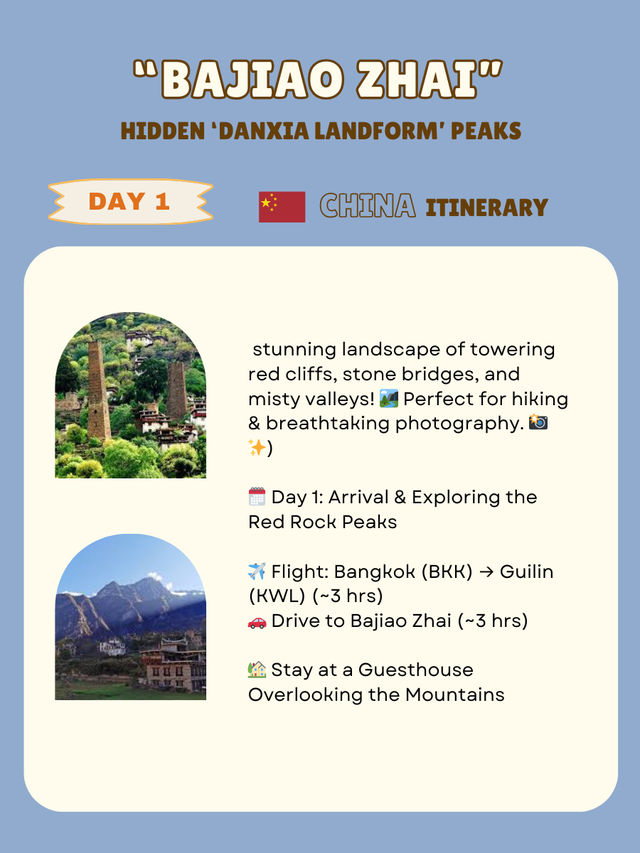 Bajiao Zhai:  itinerary 