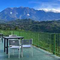 Misty town with Mount Kinabalu view