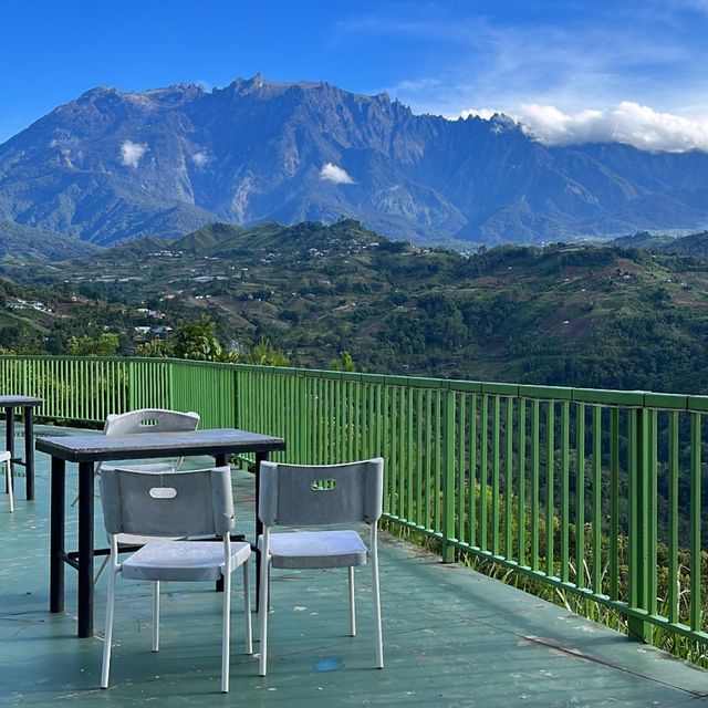 Misty town with Mount Kinabalu view