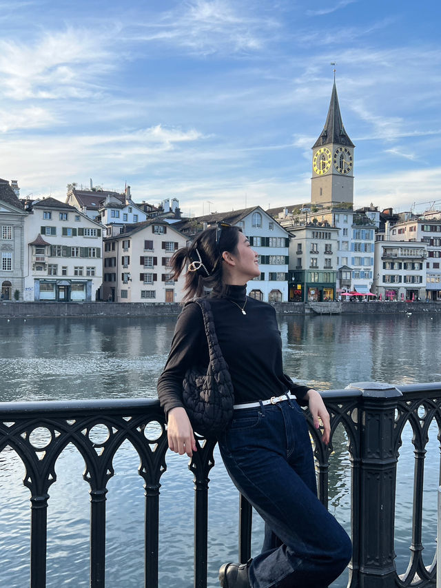 Enjoying the breathtaking views from Lindenhof in Zurich!
