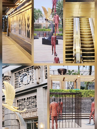 prominent golden crane statue