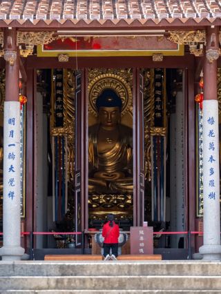 Putian Meifeng Guangxiao Temple | Plum blossoms open in the snow, a peak rises within the city