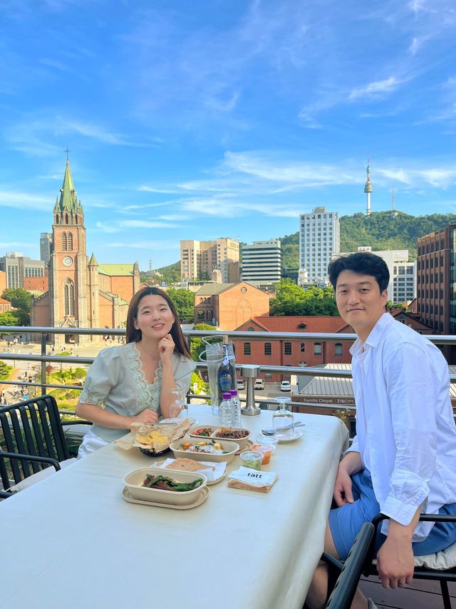 명동성당과 남산타워가 보이는 루프탑 와인바🍷 명동 테트