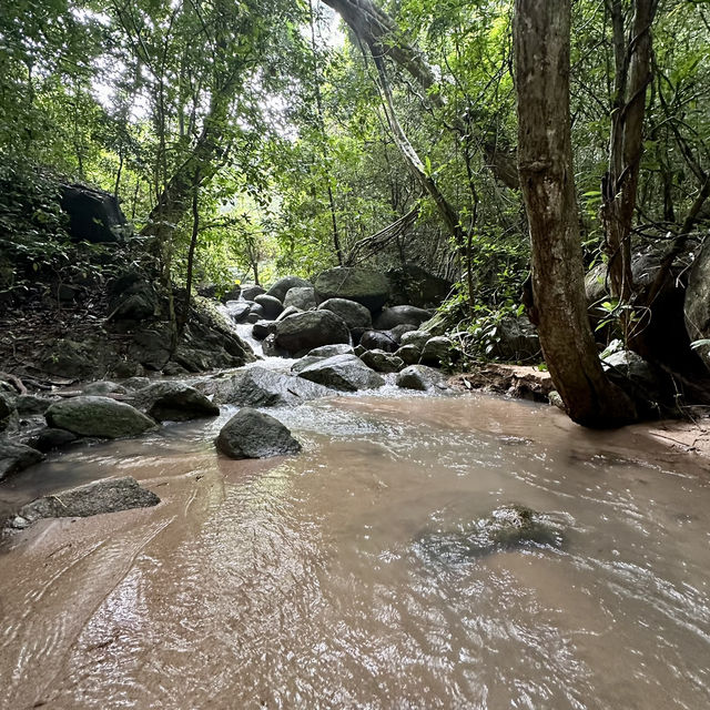 กางเต็นท์สัมผัสธรรมชาติ🌳ฝนพรำๆริมน้ำตกใกล้กรุงเทพ
