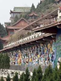 A mega Buddhist temple with multiple styles in Mianyang