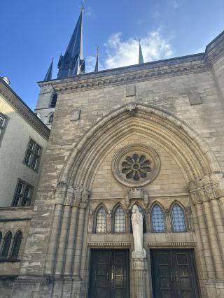 The moment stained glass shines, a sacred space in Luxembourg.