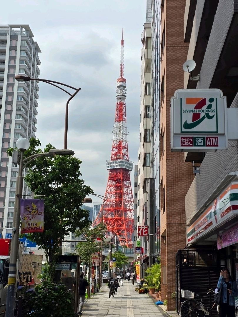 7D Tokyo Fuji Yokohama Kamakura Private Trip 8 Gang khas Tokyo dengan latar Tokyo Tower — galeri paket tour Jepang Nayowa
