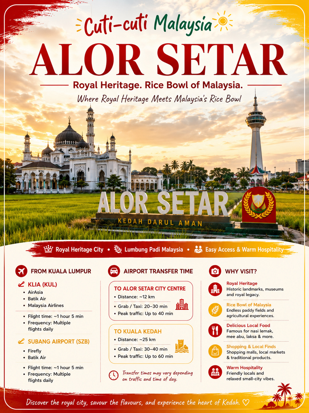 🇲🇾 Cuti-cuti Malaysia: Alor Setar, Kedah 🌾👑