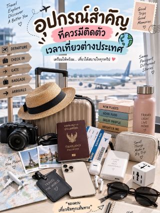 ✈️ อุปกรณ์สำคัญที่ควรมีติดตัวเวลาเที่ยวต่างประเทศ 🌍

ก่อนออกเดินทาง เช็กของให้พร้อม เที่ยวได้สบายใจขึ้นเยอะเลยค่ะ 💕

🛂 Passport + เอกสารสำคัญ
ของสำคัญที่สุด อย่าลืมเช็กวันหมดอายุก่อนเดินทาง

💳 เงินสด + บัตรเครดิต/เดบิต
ควรมีทั้งสองแบบ และแยกเงินสำรองไว้อีกที่ เผื่อฉุกเฉิน

📱 โทรศัพท์ + Internet
เตรียม eSIM/SIM ไว้สำหรับเปิดแผนที่ ติดต่อ และค้นหาข้อมูลระหว่างเที่ยว

🔋 Power Bank
ช่วยชีวิตมากเวลาออกเที่ยวทั้งวัน แบตหมดกลางทางคือไม่สนุกเลย 😂

🔌 Universal Adapter
แต่ละประเทศใช้ปลั๊กไม่เหมือนกัน พกอันเดียวใช้ได้หลายประเทศ สะดวกมาก

🔌 สายชาร์จ + หัวชาร์จ
เช็กให้ครบทั้งมือถือ กล้อง หูฟัง และอุปกรณ์ที่พกไป

💊 ยาประจำตัว + ยาสามัญ
เช่น ยาแก้ปวด ยาแก้แพ้ ยาแก้ท้องเสีย ยาแก้เมารถ และพลาสเตอร์ยา

🧻 ทิชชู่แห้ง + ทิชชู่เปียก
ของเล็ก ๆ ที่ได้หยิบใช้บ่อยกว่าที่คิด

☂️ ร่มพับ
ช่วยได้ทั้งวันฝนตกและวันที่แดดแรง

👜 กระเป๋าใบเล็กติดตัว
เอาไว้ใส่ Passport เงิน โทรศัพท์ และของสำคัญ หยิบง่ายเวลาเดินทาง

📸 กล้อง + Memory Card
สายถ่ายรูปอย่าลืมเช็กแบตและพื้นที่ก่อนออกเที่ยว จะได้เก็บรูปสวย ๆ กลับมาแบบจุใจ 🥰

เตรียมของให้ครบก่อนเดินทาง เท่านี้ก็พร้อมออกไปเที่ยวแบบสบายใจแล้วค่ะ ✈️🧳✨

#เที่ยวต่างประเทศ #Checklistเดินทาง #เตรียมตัวเที่ยว #TravelTips