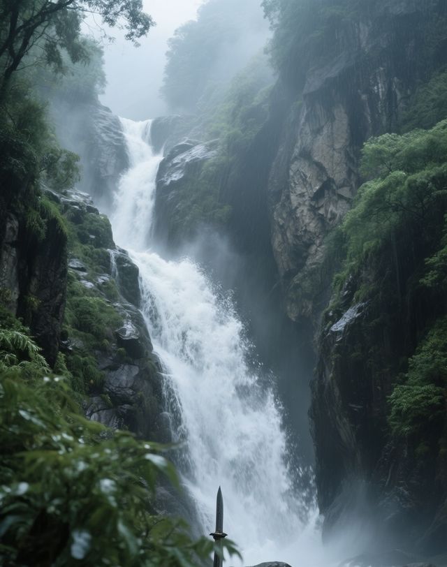 必打卡名場面：  劍池瀑布  李白同款「飛流三千尺」機位  暴雨後更壯觀！穿漢服來拍武