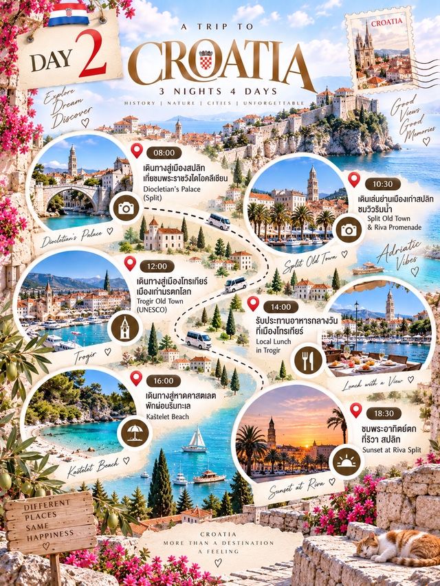 ✨🇭🇷 “โครเอเชีย…ประเทศที่เมืองเก่า ทะเลสีคราม และพระอาทิตย์ตกดิน สวยจนอยากหยุดเวลาไว้ตรงนั้น” 🌊☀️