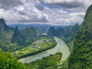 Xianggong Shan is the most beautiful view of Yangshuo.