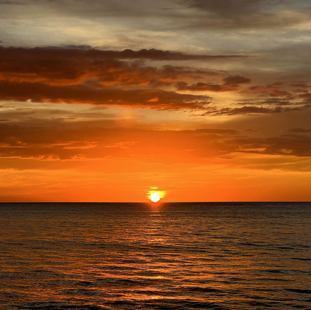Tanjung Aru beach. Breathtaking sunset