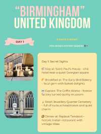 Birmingham 3-days itinerary 👑