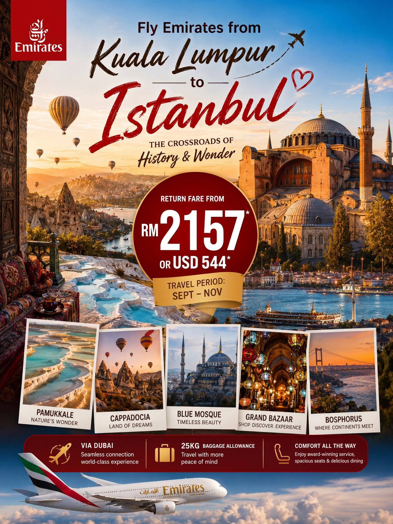 RM2157 = ✈️ Emirates from KL to Istanbul 🥰