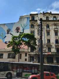 Colorfull huge street arts on the tall building 