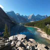 from deep blue to tourq blue_ lake Moraine