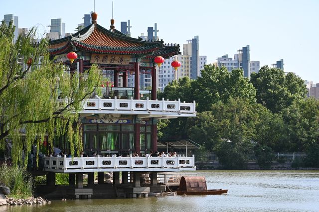 天津夏日賞荷好去處—天津水上公園。