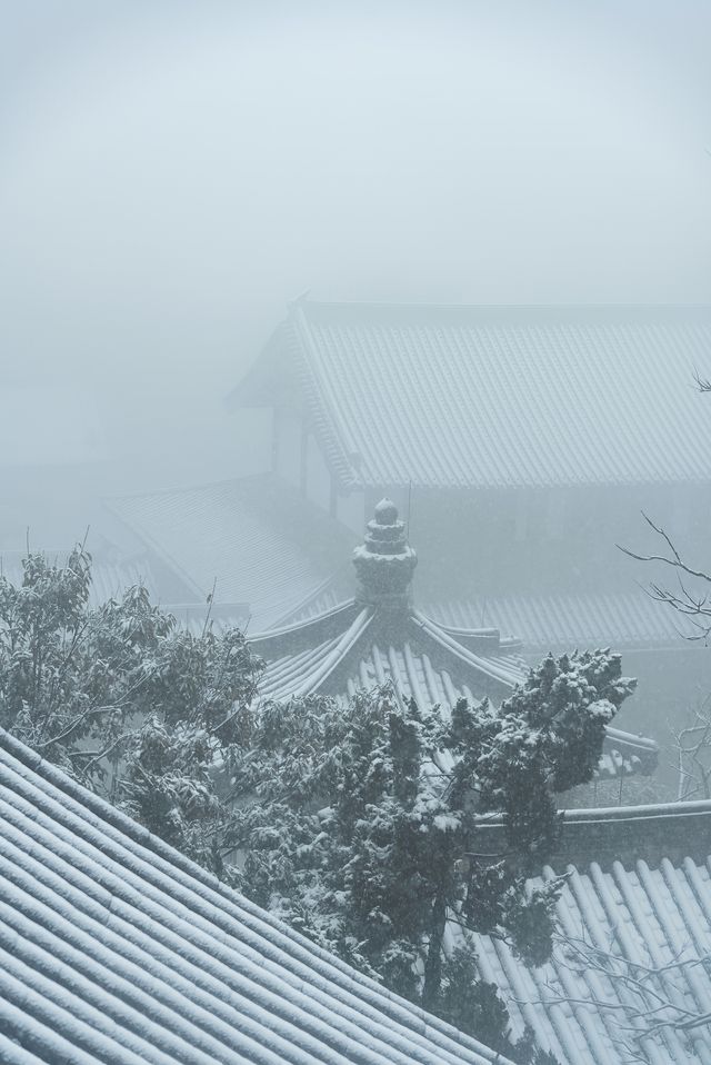 25年第一場春雪，下到了徑山寺