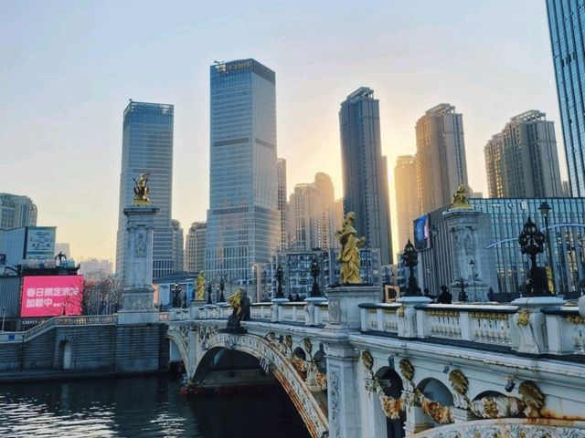 天津•海河，大光明橋，解放橋，世紀鐘，津灣廣場