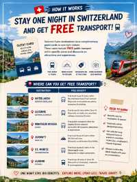 🇨🇭Stay one night in Switzerland and get FREE public transport