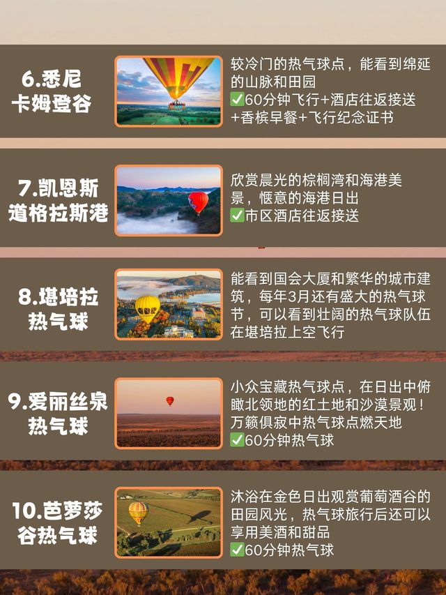 一圖看懂澳大利亞熱氣球怎麼選! 一圖看懂澳大利亞熱氣球怎麼選!