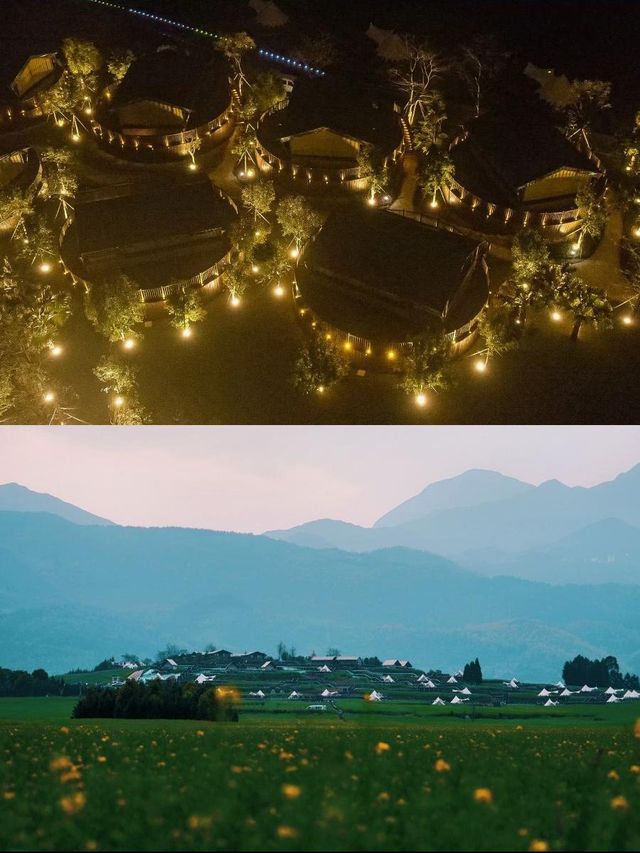 油菜花海中的野奢帳篷