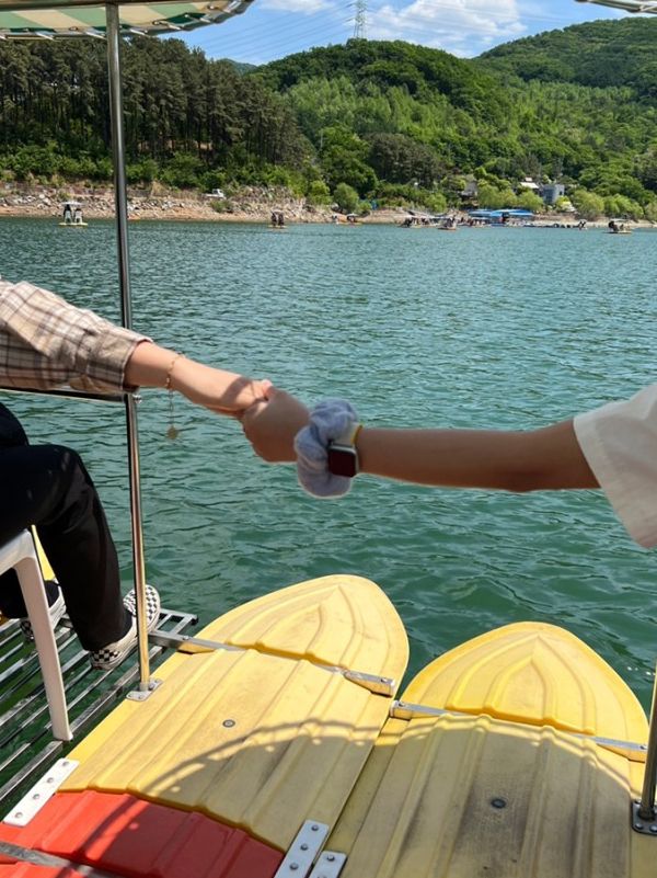 마장호수에서 즐기는 수상자전거, 뷰 맛집