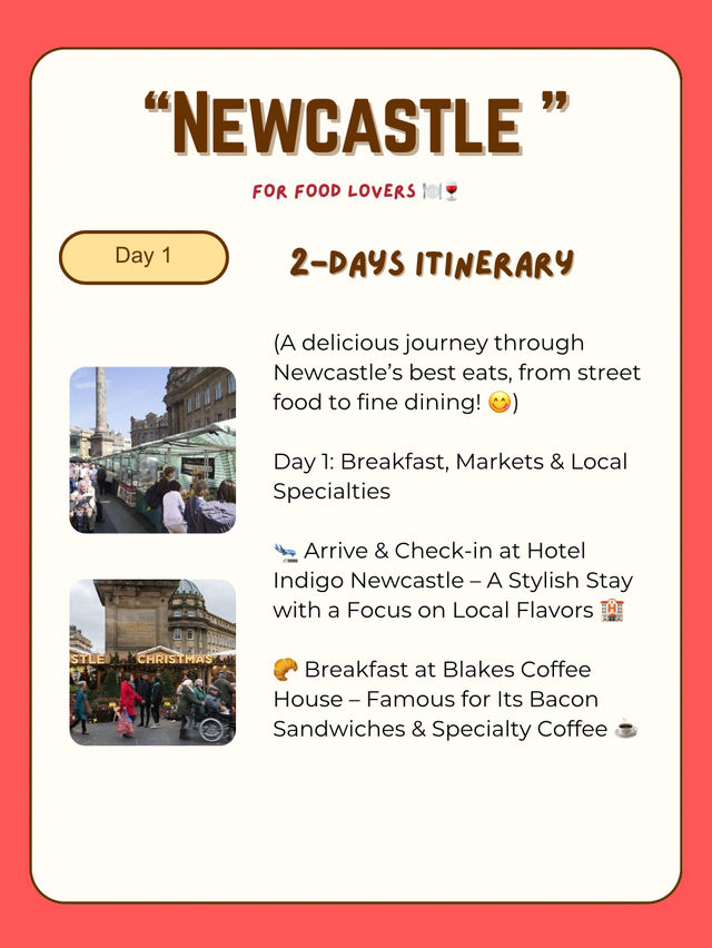 Newcastle itinerary for Food Lovers 🍽️🍷