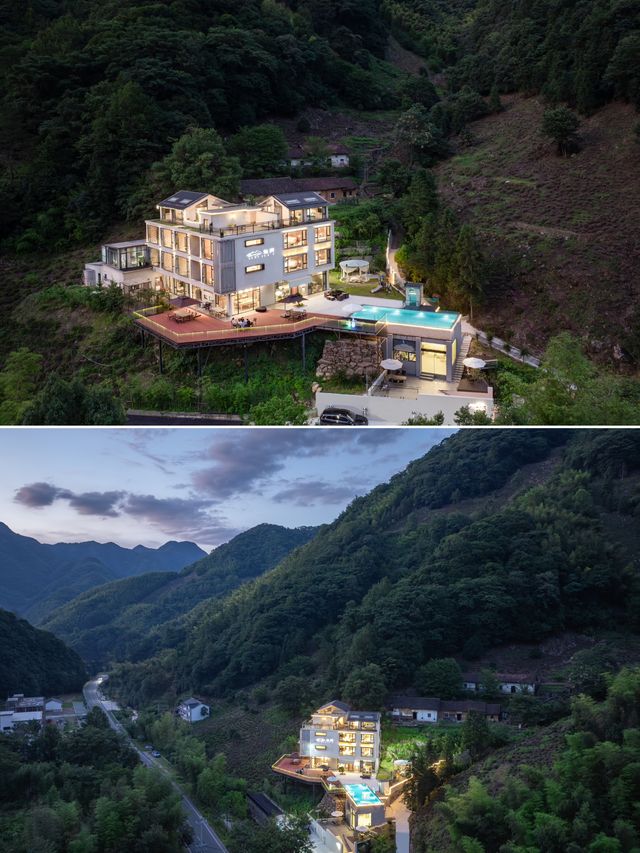 住進皖南山野北歐風山景泳池+野溪撒歡