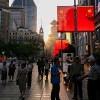 🌇 Shanghai Sunset Rays: The City in Golden Glow