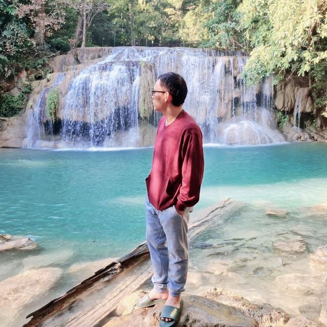 น้ำตกเอราวัณ น้ำใส สีสวย งดงาม🏞️📸