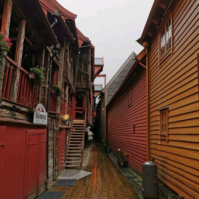 Walking along the alleys of Bryggen