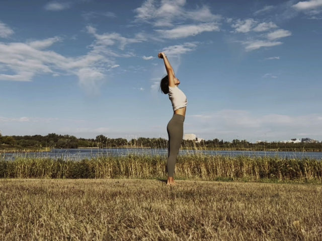 Yoga at Wascana Lake, Regina, Saskatchewan Canada