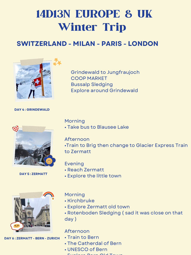 14D13N Europe & London Adventure 🇨🇭🇮🇹🇫🇷🇬🇧