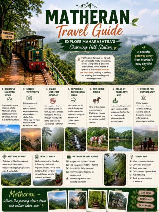 #adventuretrips 
🌿 Matheran Travel Guide: Explore Maharashtra’s Charming Hill Station

Looking for a peaceful getaway away from Mumbai’s busy city life? Matheran is one of Maharashtra’s most beautiful hill stations, famous for its lush green forests, misty mountains, scenic viewpoints and peaceful atmosphere.

What makes Matheran special is that motor vehicles are restricted in the hill station, making it a refreshing destination for walking, horse riding and enjoying nature.

🏞️ 1. Beautiful Mountain Views

Matheran is surrounded by the Western Ghats and offers spectacular views of valleys, forests and distant mountains. The landscape becomes especially beautiful during the monsoon and winter months.

🌅 2. Visit Scenic Viewpoints

Matheran has several famous viewpoints where you can enjoy panoramic scenery.

Some popular spots include:

· 🌄 Panorama Point
· 🌅 Louisa Point
· 🏔️ Echo Point
· 🌿 One Tree Hill Point
· 🌇 Sunset Point
· 🪨 Charlotte Lake

Each viewpoint offers a different perspective of Matheran’s natural beauty.

🚶 3. Enjoy a Car-Free Holiday

One of Matheran’s biggest attractions is its peaceful environment. Since regular vehicles are restricted, you can explore the town on foot, by horse or using other permitted local transport options.

Walking through forest paths is one of the best ways to experience Matheran.

🌧️ 4. Experience the Monsoon Magic

During the monsoon, Matheran transforms into a lush green paradise. Waterfalls appear along the hills, clouds cover the valleys and the entire landscape becomes incredibly scenic.

If you enjoy greenery and cool weather, monsoon can be a magical time to visit, although trails can become slippery.

🐎 5. Try Horse Riding

Horse riding is one of the classic experiences in Matheran. Horses are commonly used for getting around parts of the hill station and can also be an enjoyable way to explore the surrounding areas.

🌊 6. Relax at Charlotte Lake

Charlotte Lake is a beautiful and peaceful spot surrounded by greenery. It is ideal for a relaxing walk, photography and enjoying the natural surroundings.

📸 7. Perfect Destination for Photography

Matheran is a paradise for photographers. Misty forests, dramatic valleys, old colonial-style buildings, winding paths and beautiful sunsets provide plenty of opportunities for memorable photographs.

❤️ 8. Great Weekend Getaway

Matheran is especially popular for short trips from Mumbai and Pune. Its peaceful atmosphere makes it suitable for couples, families, friends and solo travelers looking for a quick break.

🌤️ Best Time to Visit Matheran

October to May is generally a comfortable period for sightseeing, while the monsoon season offers spectacular greenery, mist and waterfalls.

For clear viewpoints and pleasant weather, winter is often a great choice.

🚆 How to Reach Matheran

Matheran is well connected to Mumbai and Pune by road and rail.

A popular option is travelling by train to Neral, followed by the famous Matheran toy train or a taxi/shared vehicle toward the hill station. The final approach gives you beautiful views of the surrounding hills.

💰 Matheran Travel Budget

Matheran can be explored on different budgets:

· 🏨 Budget stay: ₹1,000–₹2,500 per night
· 🏨 Mid-range stay: ₹2,500–₹5,000 per night
· 🍛 Food: ₹150–₹400 per person per meal
· 🚆 Train/transport: Depends on your starting point and travel option
· 🐎 Horse riding: Prices vary depending on the route and duration

💡 Travel Tips

· 👟 Wear comfortable shoes because you will walk a lot.
· 🌧️ Carry rain protection during monsoon.
· 💵 Keep some cash for local shops and activities.
· 📸 Carry a camera or power bank for photography.
· 🗑️ Avoid littering and help keep the hill station clean.
· 🏨 Book accommodation in advance during weekends and holidays.

Matheran is not just another hill station—it is a place to slow down, breathe fresh mountain air and reconnect with nature. From scenic viewpoints and forest walks to the unique car-free atmosphere, Matheran offers a refreshing escape from city life.

🌿 Matheran — Where the journey slows down and nature takes over! 🇮🇳