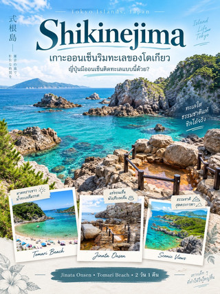 式根島♨️ 東京沖にある小さな島で、本物のビーチフロント温泉があります。