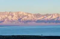 賽里木湖冬日限定粉色雪山