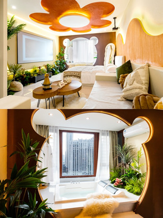 Must-stay for couples! Cream-style homestay with an extra-large bathtub + subway entrance + walking distance to the riverside