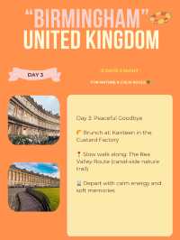 Birmingham 3-days itinerary 👍
